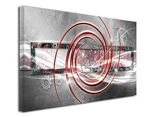 DECLINA, Décoration Murale Tableau, Tableau Deco Home, Tableau Deco Murale Salon, Tableau Toile Abstrait décoration ROUAGES 80x50 cm Rouge