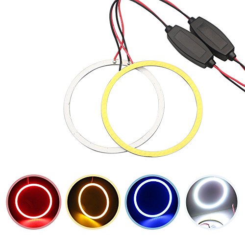 Image of 2 x 80mm 93 LED CCFL Headlight COB Angel Eyes Halo Ring Lamp (Warm white)