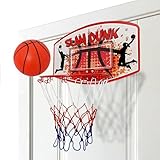 Bundaloo Over The Door Basketball Game - Mini Hoop Shooting Activity for Kids - Indoor Sports Play Set for Boys - Athletic Toy Accessories with Foldable Metal Rim, 2 Balls & Air Pump - 16.25x10.5