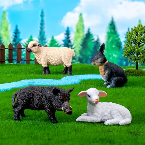 Meleager Tiere Figuren Set, 6 Stück Tierfiguren, Kleine Tiere Spielzeug für Kinder, Realistisch Bauernhoftiere Figuren als Kuchendeko, Lernspielzeug, Geburtstagsgeschenke