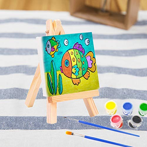 Conjunto de mini cavalete de pintura portátil com cavalete de madeira com tela FunPa