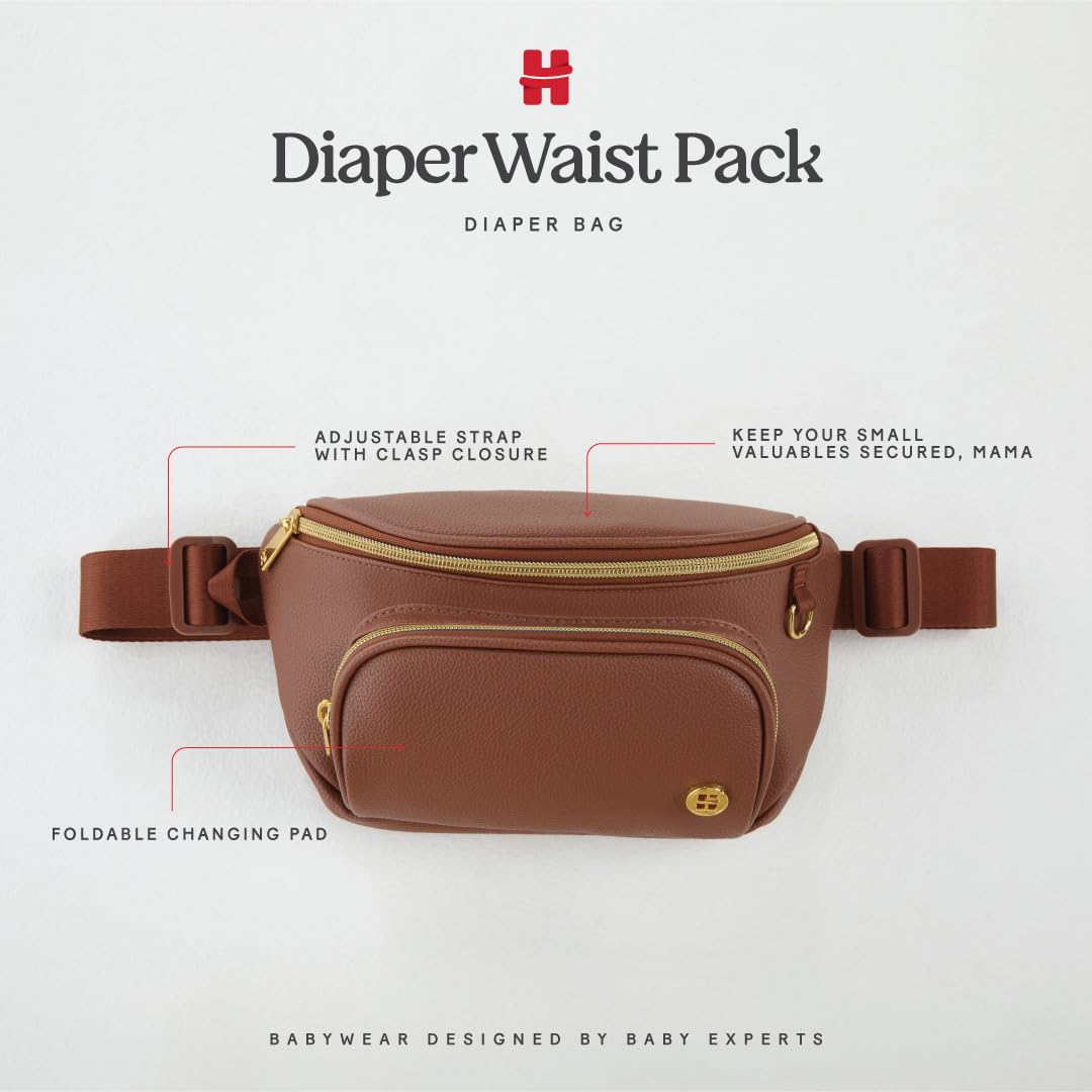 HUGGIES Vegan Leather Diaper Waist Pack - Bolso bandolera para pañales Unisex adulto