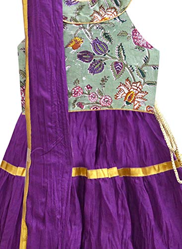 Image of A.T.U.N. (ALL THINGS UBER NICE) Girls Cotton Printed Readymade Ghaghra | Lehenga Choli and Dupatta Set | Ethnic Wear Clothing Set for Festival Occasions