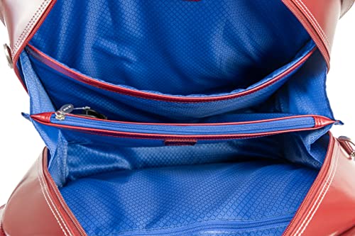 McKLEIN 15" Leather Fly-Through Checkpoint-Friendly Patented Detachable -Wheeled Ladies' Laptop Briefcase- LAKEWOOD- Red4