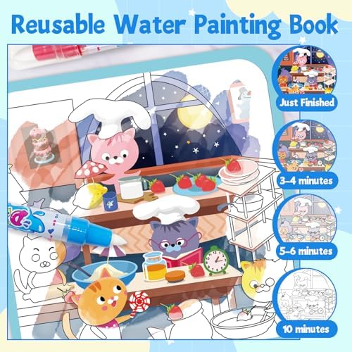 Elfew 2 Pack Reusable Water Coloring Books for Toddler 3-5,Paint with Water — view 2