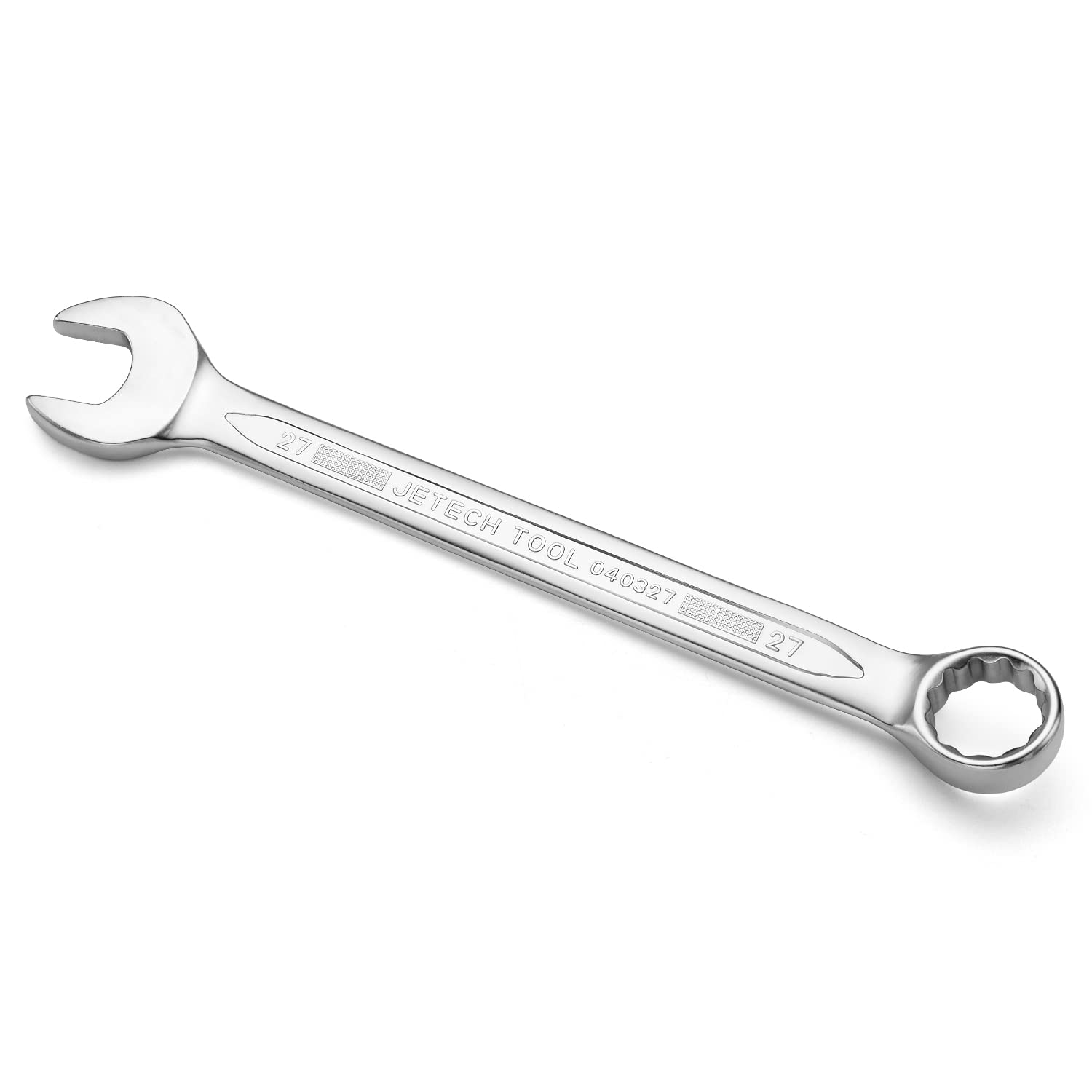 Jetech 27mm Combination Wrench, Metric 12-Point Chrome Vanadium Steel Spanner, Industrial Grade with 15-Degree Offset, Sand Blasted Finish, Heat-Treated Forged Tool