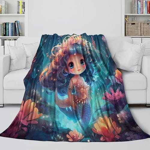 Plaid microfibre sirène de qualité supérieure couverture lit impression art 3D - 6