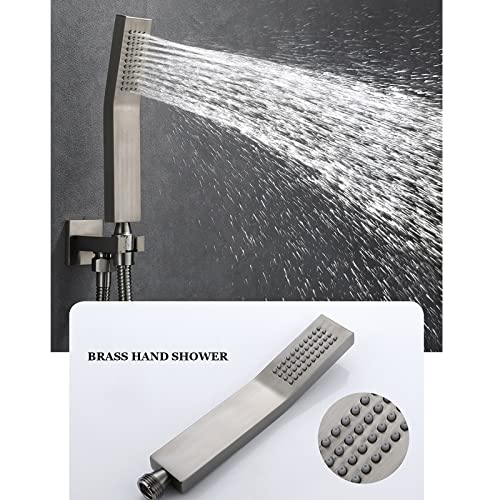 Ensemble de douche en nickel brossé avec pommeau carré et douchette - 3