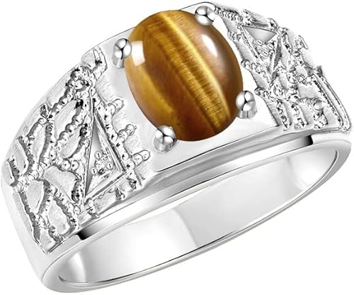 Miniatura 3 de Rylos Anillos para hombre Anillo de pepita de diseñador piedra preciosa ovalada de 9X7MM y diamantes brillantes - Anillos de piedra natal de color