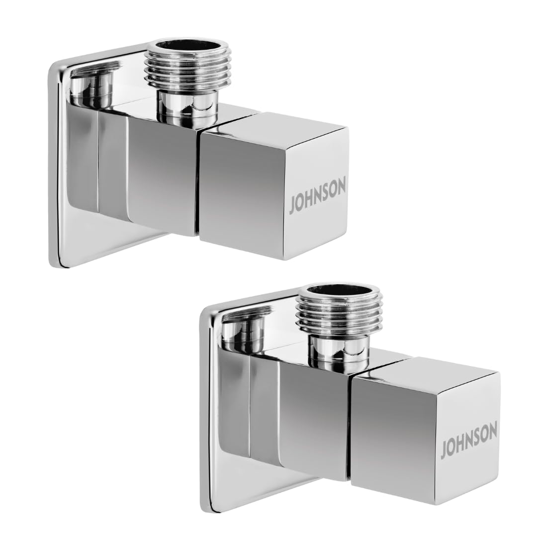 Sponsored Ad - Johnson Square Brass Angle Cock with Flange| Brass Body Chrome Finish Wall Mounted Angle Valve | Exterior Chrome Finish Angle Valve (Pack of 2)