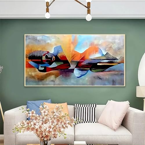 Peinture murale abstraite Seigneur Bouddha grand format 70 x 140cm