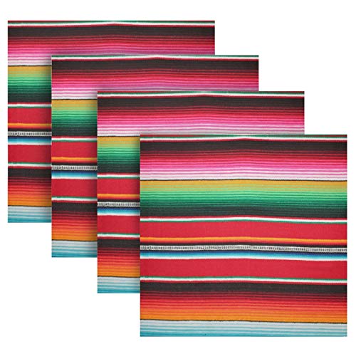 Alaza Colorful Rainbow Mexican Stripe Cloth Napkins Dinner Napkins Set Of 6,Reusable Table Napkins Washable Polyester Fabric For Cocktail Party Holiday Wedding Home Decorative #TOP3