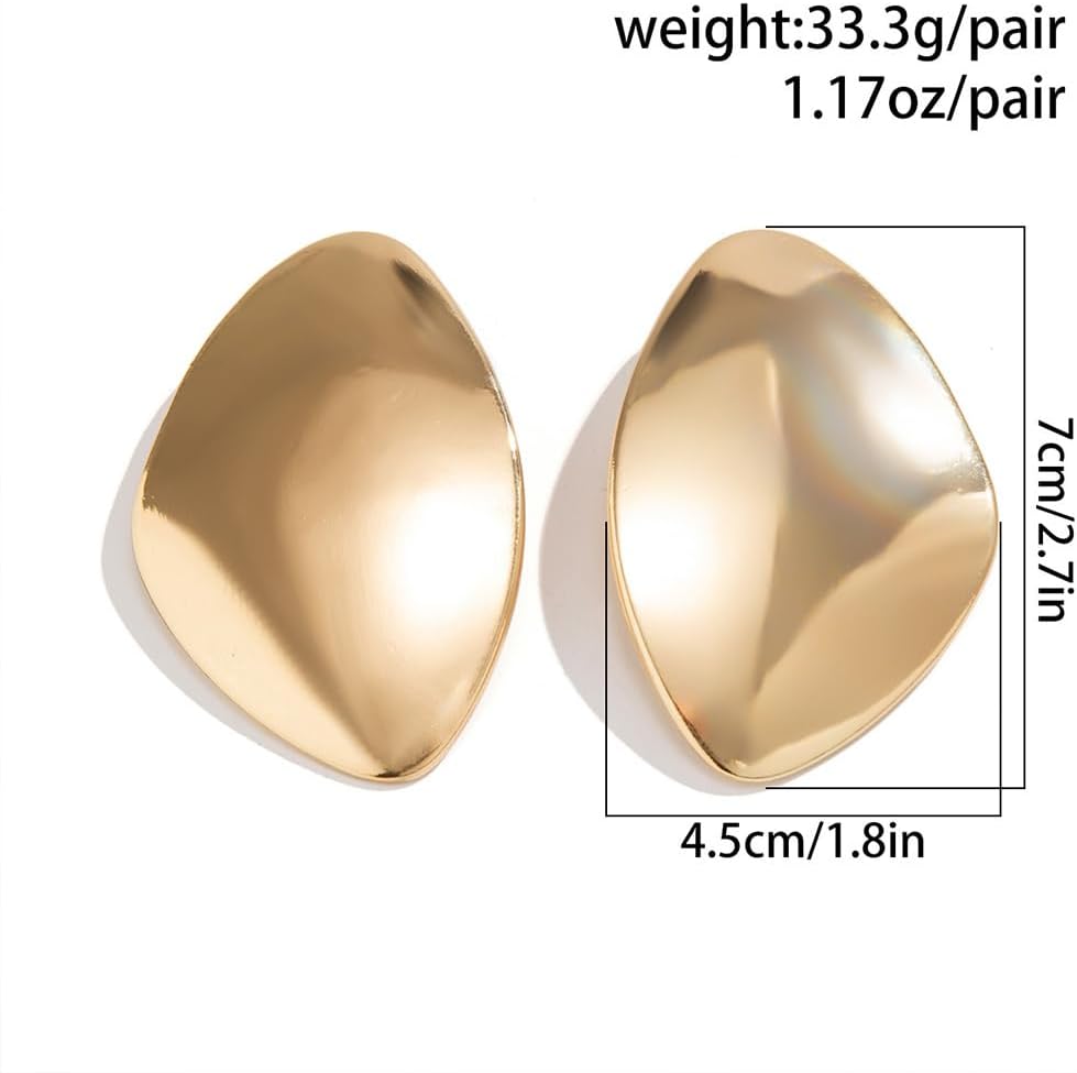 Chunky Gold Large Statement Earrings for Women Trendy, Punk Big Irregular Geometric Metal Drop Silver Stud Earring Thick Minimalist Party Jewelry Gift - Image 2