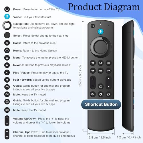 Image of Replacement Voice Remote for All Fire Series TV Cube (1st /2nd /3rd Gen), Fit for FireStick 4K Max /4K (1st /2nd Gen), Stick (2nd /3rd Gen) /Lite /HD, for All Insignia-Toshiba-Pioneer Smart TVs