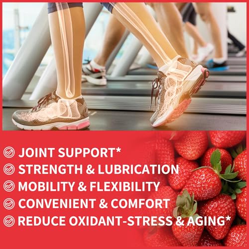 Glucosamine Chondroitin Gummies with MSM & Elderberry Extra Strength - Joint Support, Antioxidant Immune Support Supplement for Adults, Men & Women.(2 Pack) Strawberry