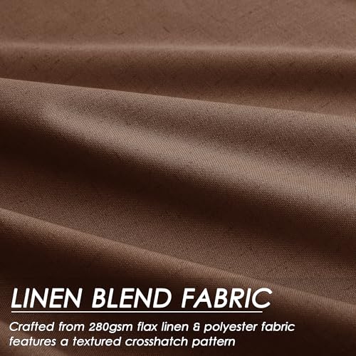 Image of Nanspring Rustic Brown 100% Blackout Linen Curtains 84 Inch Length 2 Panels Set for Bedroom Back Tab Rustic Farmhouse Decor Black Out Curtain for Living Room Office Thermal Insulated Drapes 52x84
