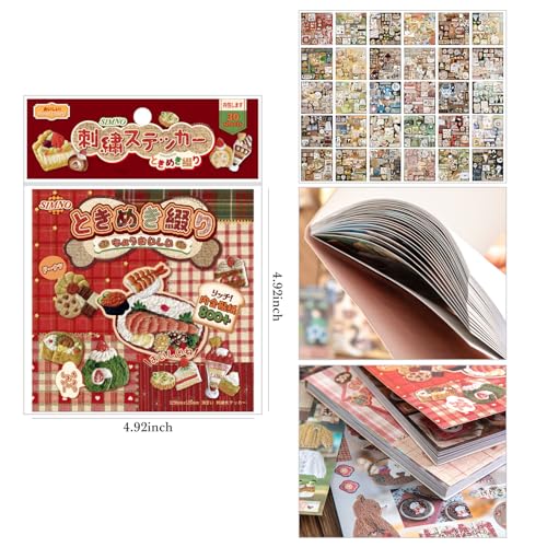 Image of Girl's Japanese Retro Sticker Book, Food and Daily Life Theme - 800+ Cute Old Showa Style Embroidered Stickers, for DIY Scrapbooking Journaling Handbook Decoration