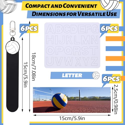 6 Sets Personalized Volleyball Luggage Tags for Travel Suitcases Halloween Party Favor Gifts Keychain Custom School Player Water Bottle Name Sport DIY Foam Letter Sticker Card Team Reward2