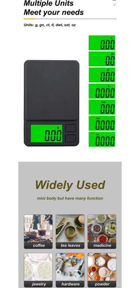 1000g 0.1g Precision Pocket ScaleDigital Gram Ounces/Grains Scale with Backlit LCD