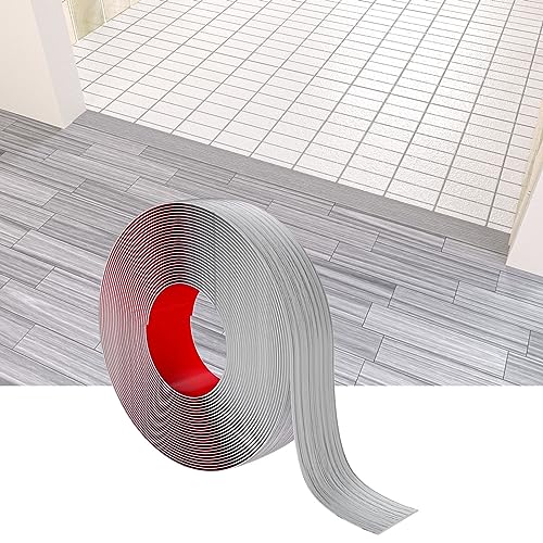 Greymond 10Ft Pvc Self Adhesive Floor Transition Strip, 2" Floor Flat Edge Trim Strip, Transition Laminate Floor Cover Strip For Threshold (Grey Wood Grain) #TOP1