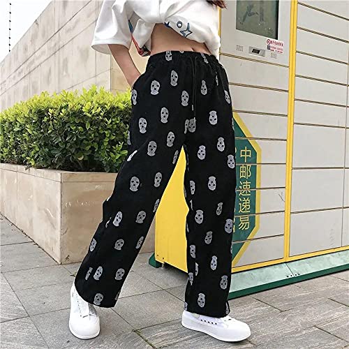 KAL'ANWEI Corduroy Human Heau Masque Hop Hop Supération Pantalon Occasionnel pour Hommes Et Femmes Cordon De Cordon De Cuissard-Le Noir_M Cover