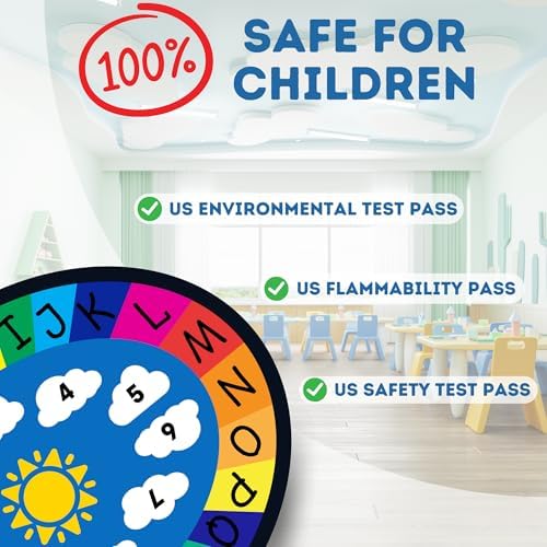 Genki - Kids Rugs for Playroom - ABC Learning Area Rug for Play Room, Classroom, Kindergarten, and Preschool - Kid Alphabet Educational Carpet for Childrens and Toddler Mat - Non Slip | 3'3"x4'11"