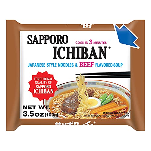[SAPPORO ICHIBAN] Ramen Noodles, Beef Flavor, No. 1 Tasting Japanese Instant Noodles (3.5 Oz. x 24 packs) | 24 Pack Case - Thumbnail 2