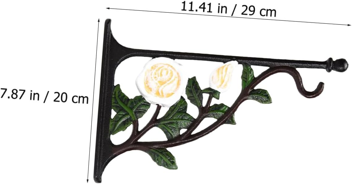Milisten Cast Iron White Rose Wall Mounted Flower Basket Hook for Hanging Plant Pots, Bird Feeders, and Wind Chimes Indoor Outdoor Garden Décor Hanger