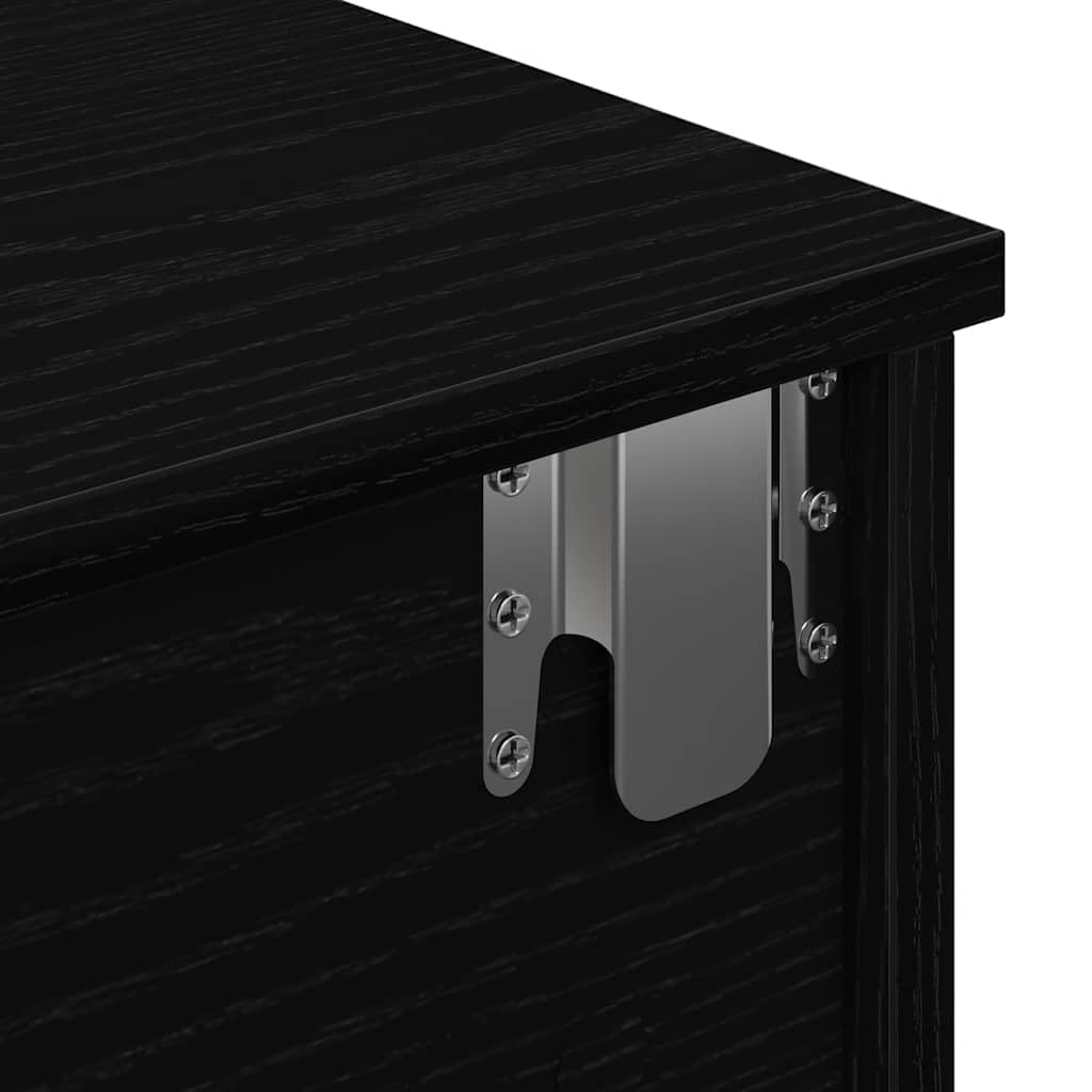 Generisch Wandregal mit Schubladen Schwarz 80x31x17 cm Holzwerkstoff,Möbel,Regalsysteme,Wandregale-859951