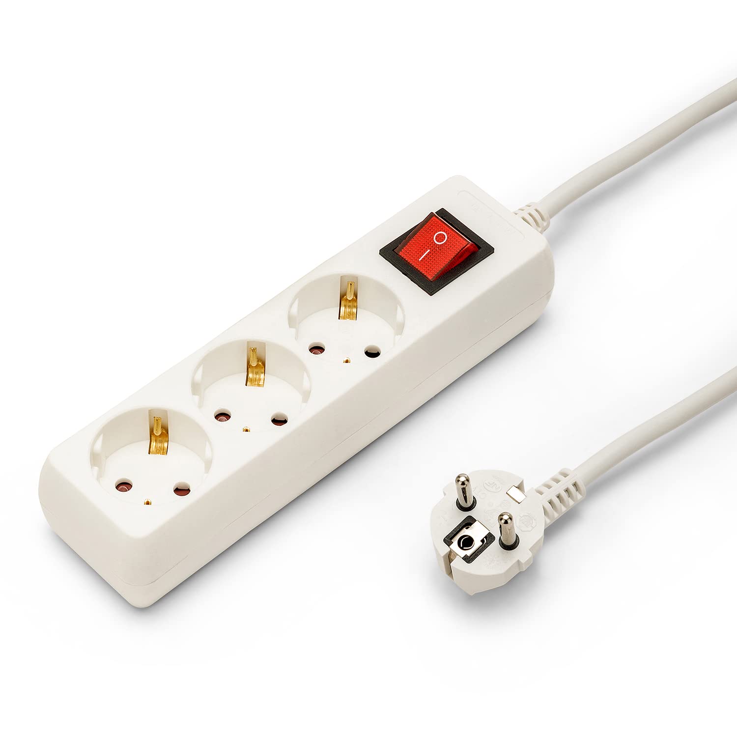 Schuko Power Strip Standard 3x16A, with Switch, 1 m Cable, H05VV-F3G1.0MM2, CE