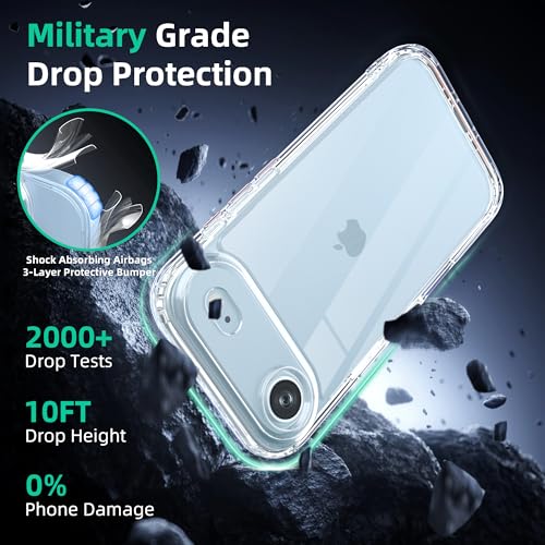 Image of ONES iPhone 17 Air / 17 Air Slim Case Clear, PC + TPU Hybrid, Military-Grade Drop Protection, Anti-Yellowing, Anti-Slip, Shockproof Silicone Hard Cover