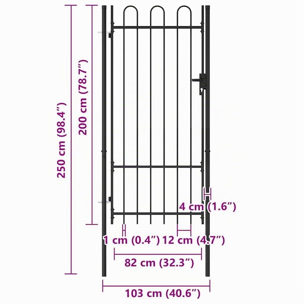 vidaXL Portail de clôture BOXTEL à porte simple avec arc en haut,