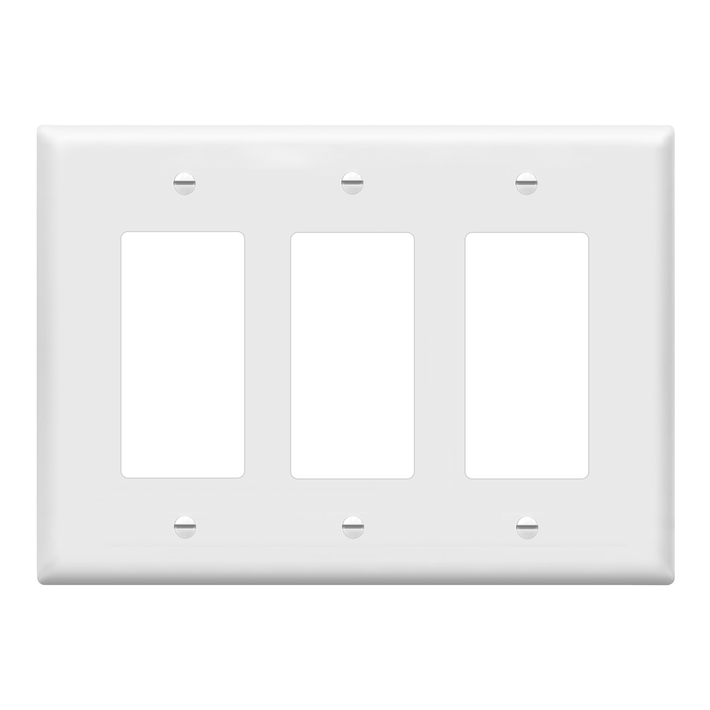 ENERLITESDecorator Light Switch or Receptacle Outlet Wall Plate, Mid-Size 3-Gang 4.88" x 6.77", Polycarbonate Thermoplastic, UL Listed, 8833M-W, White