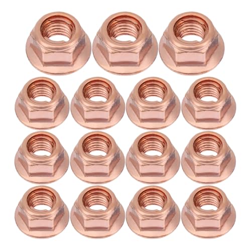 CAIKAILIOR - Lot de 15 écrous d'échappement hexagonaux M8, boulons de réglage pour pot d'échappement, écrous en cuivre, écrou en cuivre autobloquant, pour BMW E30
