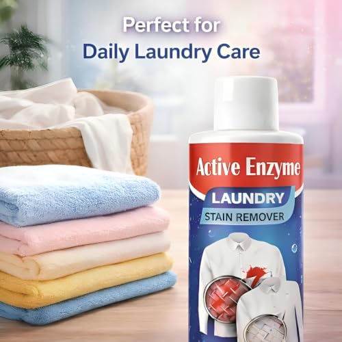 Image of Active Enzyme Laundry Stain Remover Liquid 100ml | Powerful Fabric Stain Cleaner for Clothes | Removes Food, Oil, Grease, Ink & Sweat Stains | Easy Pre-Wash Treatment (3)