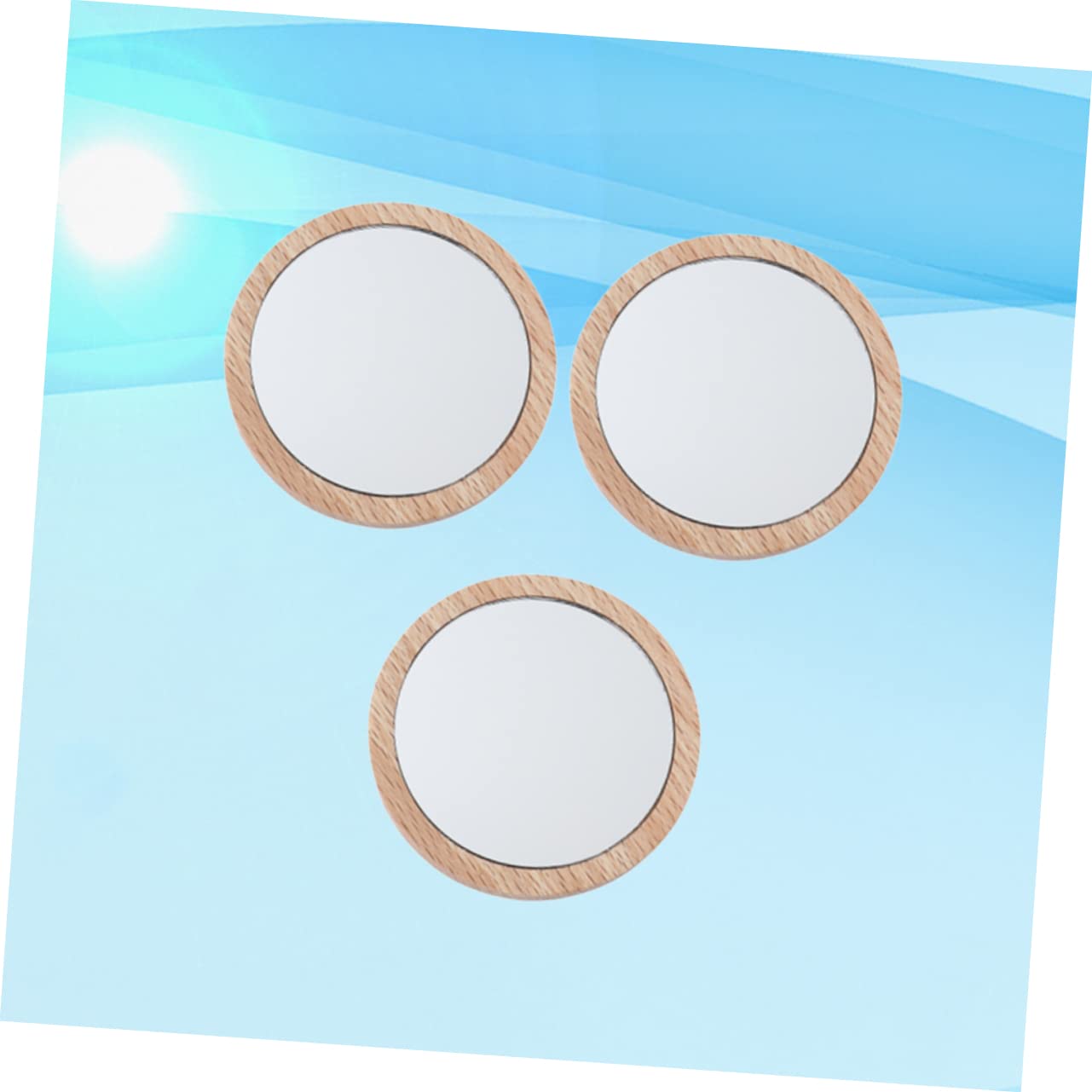 Healeved 2 Set Da 7 5 Cm Mini Specchio Per Il Trucco Compatto in Legno E Portatile Leggero Per Cosmetici Da Donna 3 Pezzi * 2