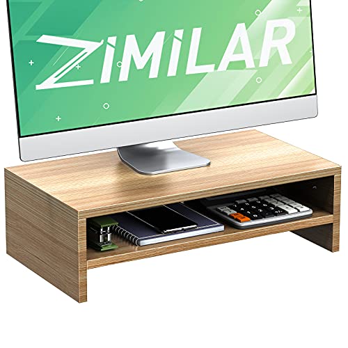 Zimilar 2 Tiers Monitor Stand Riser, Wood Monitor Riser with Storage Organizer, Monitor Stand for Screen, Laptop, Desktop, Printer, Premium Computer Stand Riser for Home & Office Desk