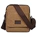 Produktbild Eshow kleine Schultertasche für Damen & Herren Canvas Herrentasche Cross Body Tasche Umhängetasche Retro mit vielen Fächern Braun
