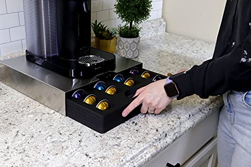 Polar Whale Brushed Stainless Steel Coffee Pod Organizer Sliding Drawer Stand Storage Tray Holder Compatible With Nespresso Vertuo Vertuoline For Kitchen Home Counter Waterproof Holds 26 #TOP7
