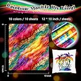 HTVSTD Rainbow Marble Patterned Heat Transfer Vinyl-10sheets 12'' x 10'' Metallic Gold Foil Waterproof HTV for DIY Fashion