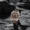 NAVIFORCE Men's Fashion Sport Watches Military Square Big Face Waterproof Chronograph Wristwatch with Luminous Hands,Leather Strap