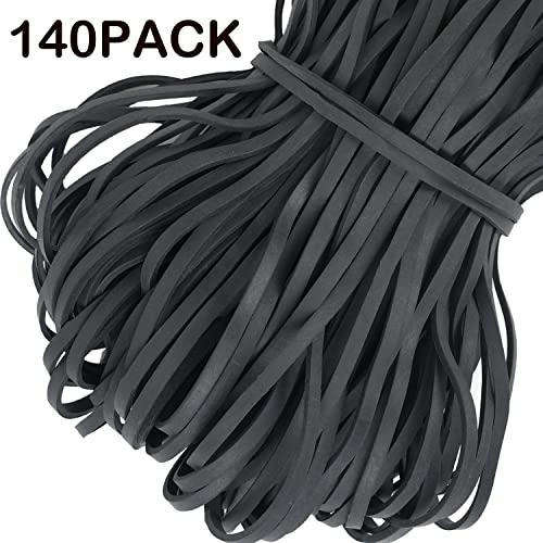 Aiwoqi Large Rubber Bands Black 140 Pack, Heavy Duty Big Rubber Band Elastic Bands For Office Supply Trash Can File Folders Cat Litter Box Rubber Bands 7X1/8 Inches #TOP3