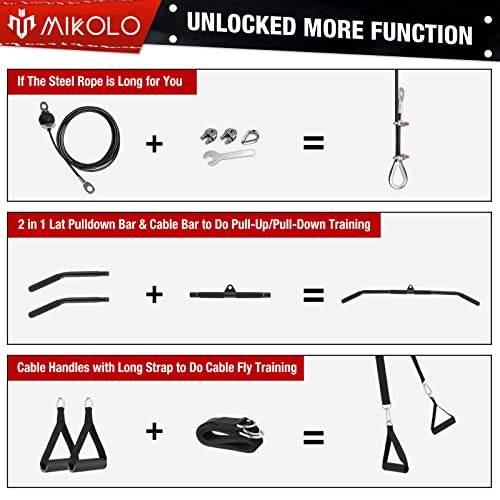 Mikolo Upgraded Weight Cable Pulley System Gym, Lat And Lift Pulley System, Cable Pulley Attachments With Adjustable Length Cable For Full Body Training thumb #3