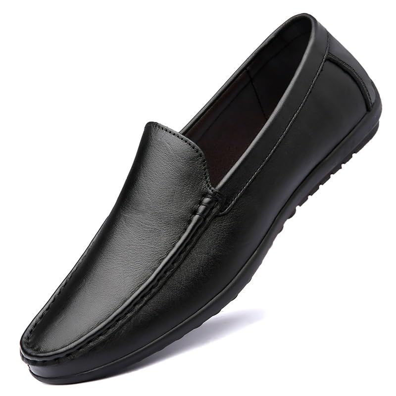 Mens Loafers Round Toe Faux Leather Loafer Shoes Lightweight Comfortable Flat Heel Wedding Casual Slip-ons