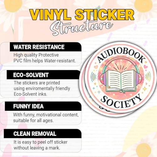 Calcomanías para audiolibro de vinilo resistente para laptops y lectores de libros 4