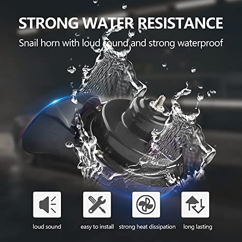 Super Loud Car Horn 2Pcs, 12V Waterproof High Bass Car Horn Electric Snail Speaker - Horn Kit Replacement For Cars,Motorcycles,Truck, Bike, Boat (Black) #TOP5