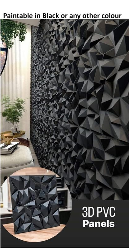 Image of 3D Wall Panels Grey Colour I Diamond Stone Design I Embossed and Paintable I Panel Size 20 inch X 20 inch I Pack of 6 Panels I Wall Covering Area 16.53 Sq.Ft. (PVC)