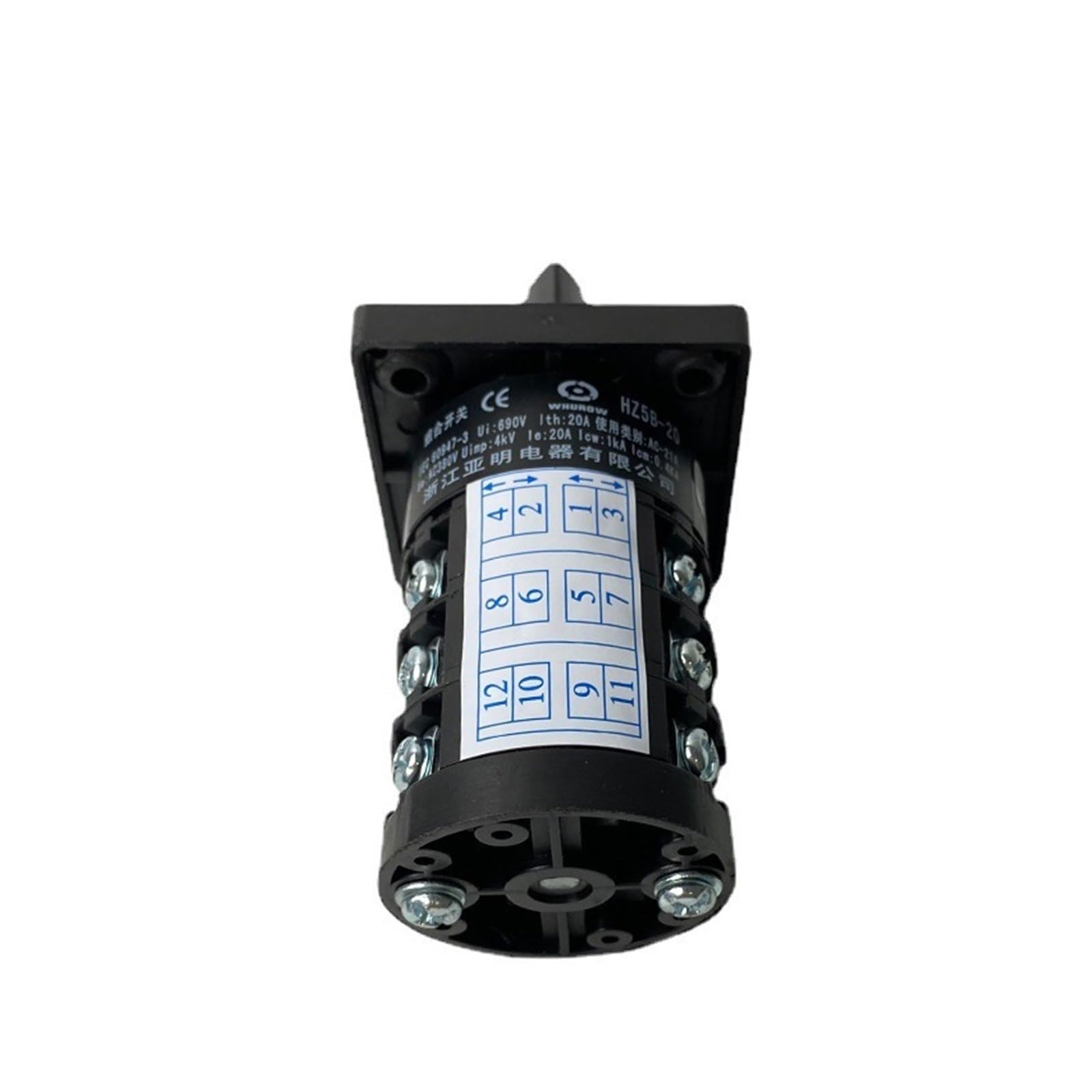 Interruptor de Leva rotativa HZ5B-20/3, interruptores de conmutación universales, 20 A, 3 Polos, 3 Posiciones, Control de Doble Potencia