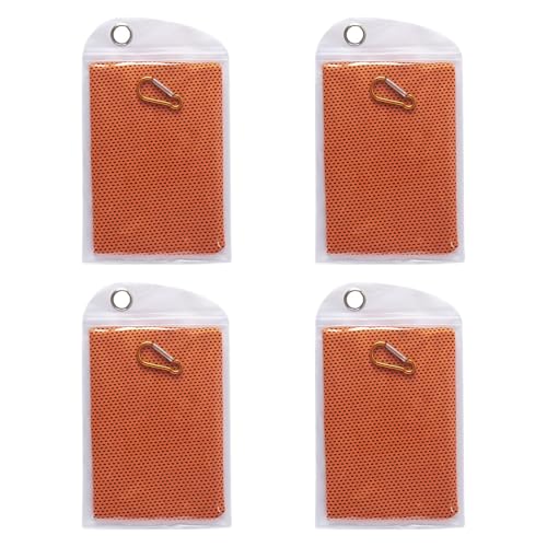 QSTDGVPW Juego de 4 Toallas Refrescantes para Deportes Y Exteriores, 81 X 30 Cm, para Cuello Y Rostro, Naranja