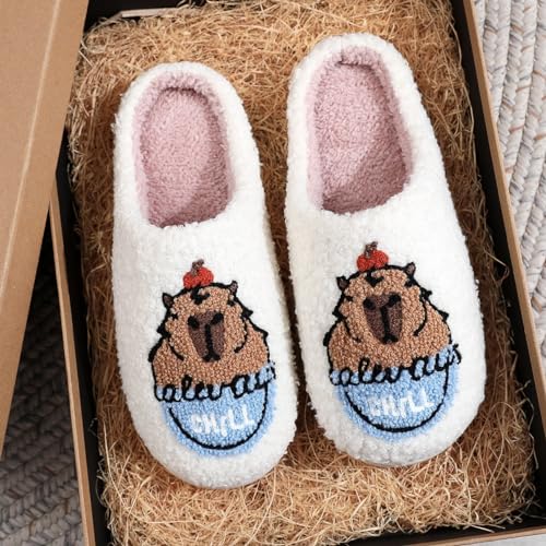 Image of Women's Men's Cute Frog Slippers Fuzzy Memory Foam Kawaii Cartoon Animal Slippers Winter Warm Fluffy Shoes